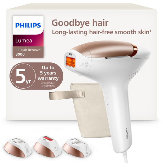 Philips Lumea 8000 IPL Hair Removal Device SenseIQ 3 Attachments BRI937